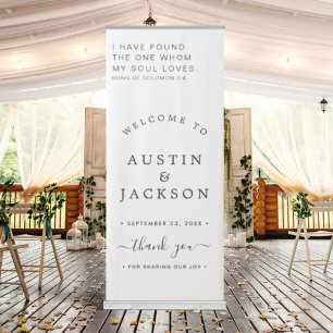 Chic Calligraphy Wedding Welcome Retractable Banne Banner