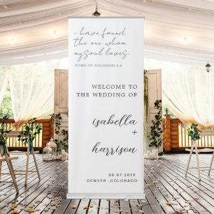 Chic Calligraphy Wedding Welcome Retractable Banne Banner