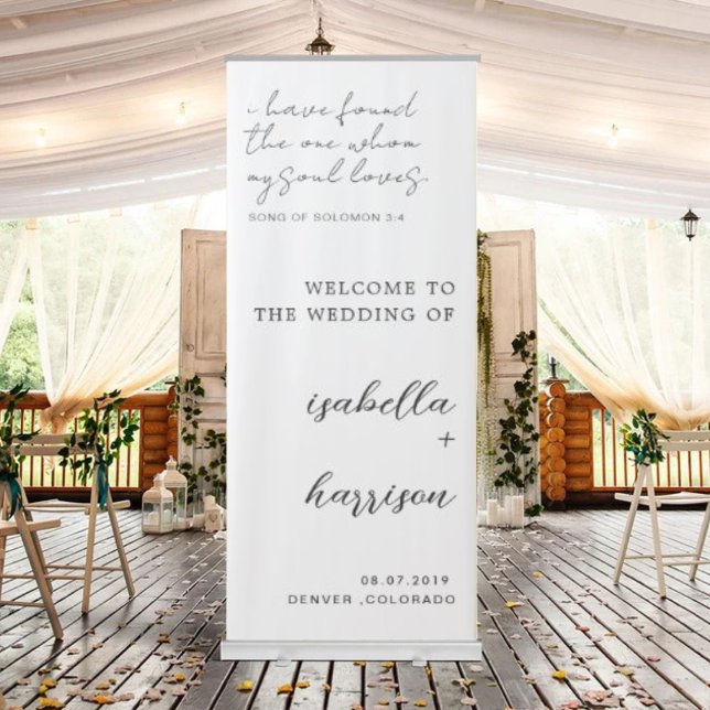 Chic Calligraphy Wedding Welcome Retractable Banne Banner (Creator Uploaded)