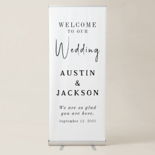 Chic Calligraphy Wedding Welcome Retractable Banne Banner