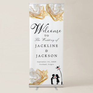 Chic Calligraphy Wedding Welcome Retractable Banner