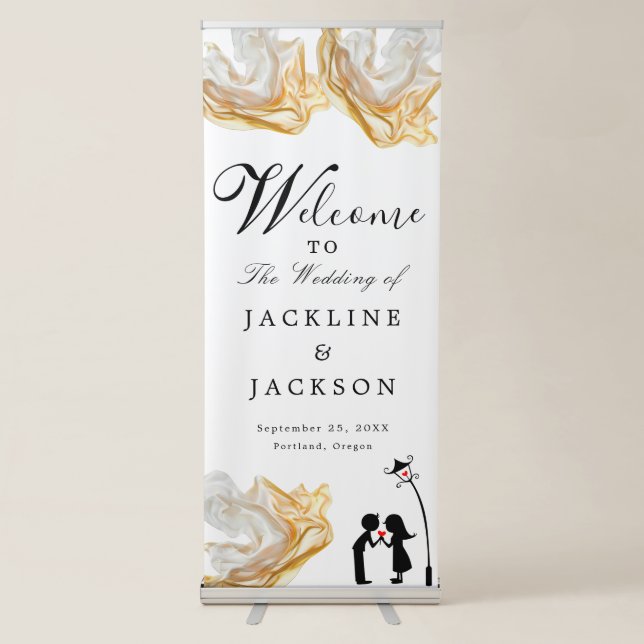 Chic Calligraphy Wedding Welcome  Retractable Banner (Front)
