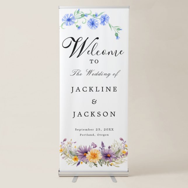 Chic Calligraphy Wedding Welcome  Retractable Banner (Front)