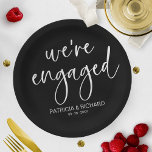 Chic Calligraphy We're Engaged Engagement Party Paper Plate<br><div class="desc">A stylish calligraphy engagement party paper plate. Easy to personalise with your details. CUSTOMIZATION: If you need design customisation,  please contact me through chat; if you need information about your order,  shipping options,  etc.,  please get in touch with Zazzle support directly.</div>