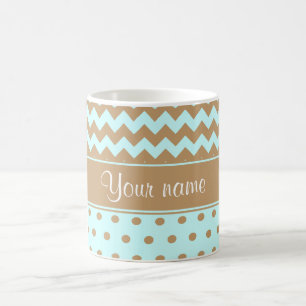 Chic Camel Chevrons Polka Dots Baby Blue Coffee Mug