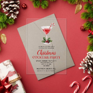 Chic Candy Cane Martini Christmas Cocktail Party Acrylic Invitations
