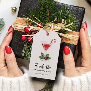 Chic Candy Cane Martini Christmas Favour Gift Tags