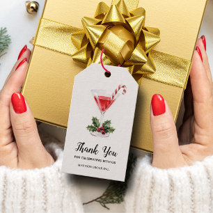 Chic Candy Cane Martini Christmas Favour Gift Tags