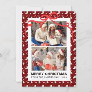 Chic Candy Cane Pattern 2 photo Christmas Holiday Card