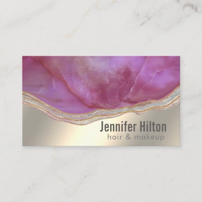 Chic cassis agate professional  gold foil business card (Front)