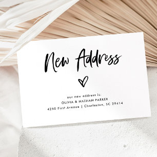 Chic Casual Script and Heart Moving Announcement Postcard