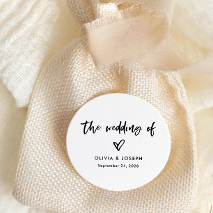 Chic Casual Script and Heart   Wedding Classic Round Sticker