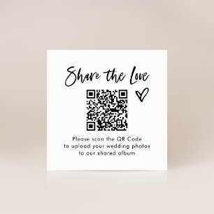 Chic Casual Script QR Code Wedding Share the Love Enclosure Card