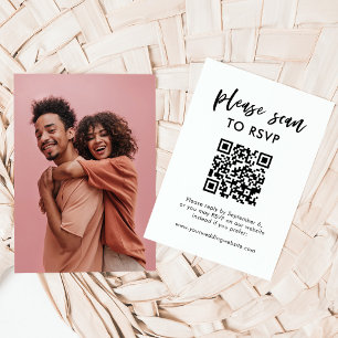 Chic Casual Script   RSVP with QR Code and Photo Enclosure Card