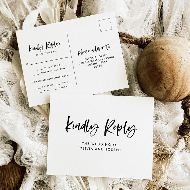 Chic Casual Script | Wedding Meal Choice RSVP Postcard (Creator Uploaded)