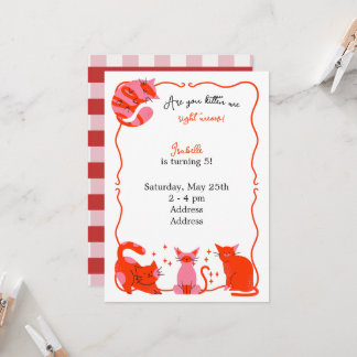 Chic Cat Kids Birthday Party Invitation