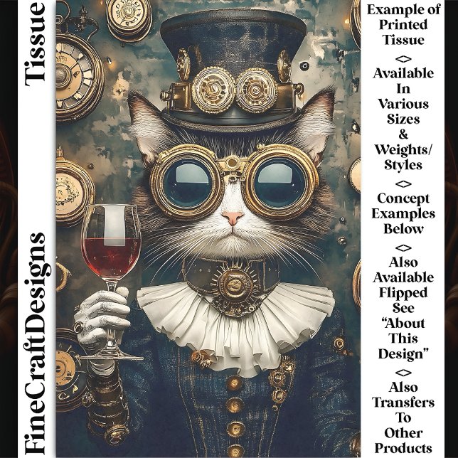 Chic Cat Queen Toasting, Red Wine AH7 Decoupage Tissue Paper (Creator Uploaded)