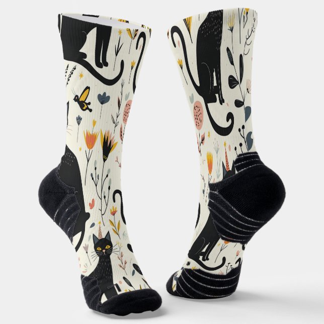 Chic Cat-Themed Socks (Angled)