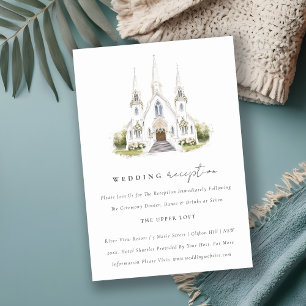 Chic Catholic Watercolor Church Wedding Reception Enclosure Card