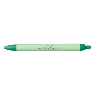 Chic Celadon Green Calligraphy name  Black Ink Pen