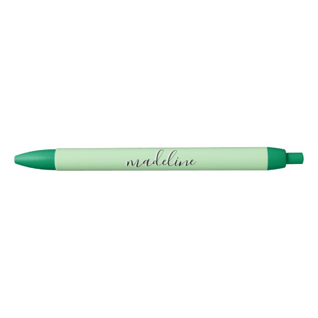 Chic Celadon Green Calligraphy name  Black Ink Pen (Front)