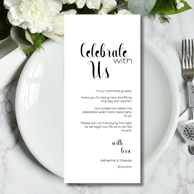 Chic Celebrate With Us Wedding Place Setting Cards (Creator Uploaded)