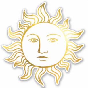 Chic Celestial Retro Golden Foil Vintage Witch Sun