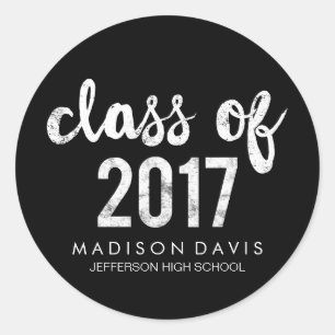 Chic Chalk Class of 2017 Graduation Classic Round Sticker