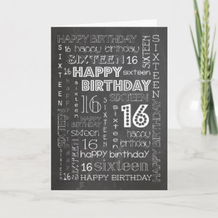 Chic Chalkboard Age-specific 16th Birthday Card