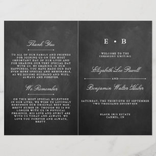 Chic Chalkboard Wedding Program Template