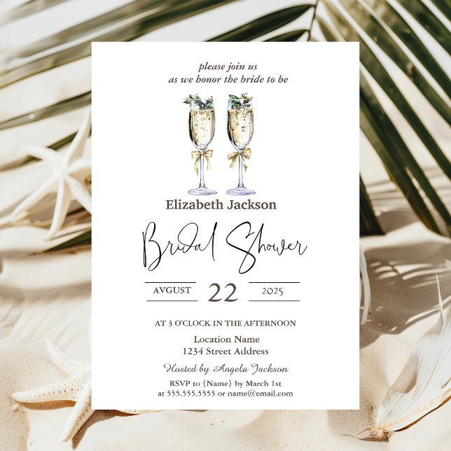 Chic Champagne Beach Summer Bridal Shower Invitation (Creator Uploaded)