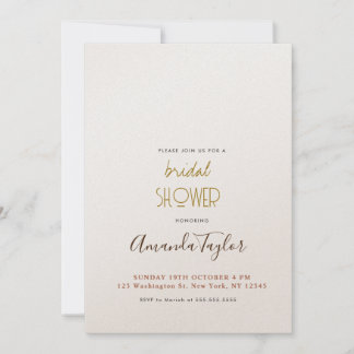 Chic Champagne Colour Minimalist Bridal Shower Invitation