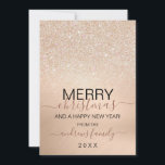Chic Champagne Gold Glitter Metallic Christmas Holiday Card<br><div class="desc">The elegant, glamourous, and modern holiday Christmas greeting card is perfect for the contemporary and stylish family. It features a faux printed champagne gold sparkly glitter ombre gradient on top of a champagne gold brushed metallic background. The back displays the same glitter and brushed metal. This chic, luxury, and unique...</div>