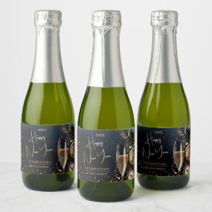 Chic Champagne Happy New Year Mini Sparkling Wine Label