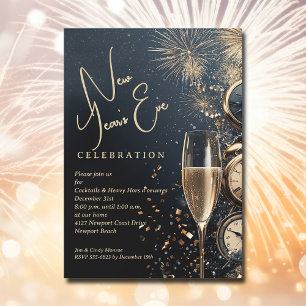 Chic Champagne Time New Year's Eve Invitation
