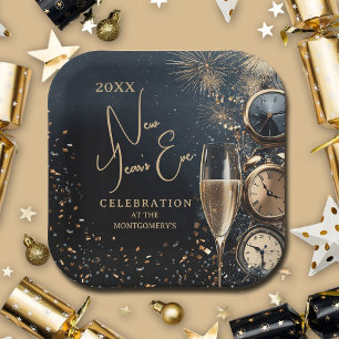 Chic Champagne Time New Year's Eve Paper Plate