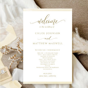 Chic Champagne Watercolor Frame Wedding Program