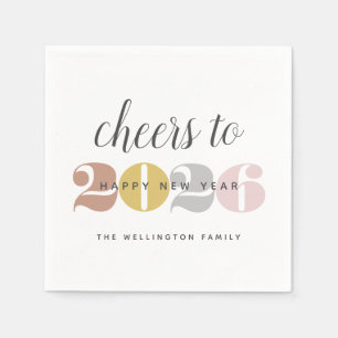 Chic Cheers to 2022 White Gold New Year's Paper Napkin