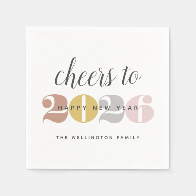 Chic Cheers to 2022 White Gold New Year's Paper Napkin (Front)