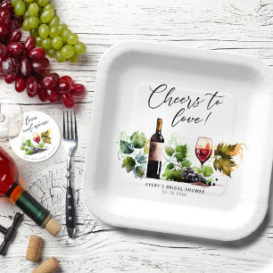 Chic Cheers to Love Vineyard Watercolor Paper Plate