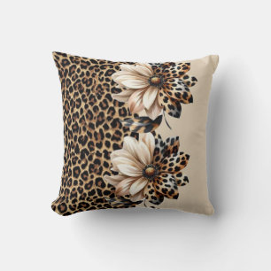 Chic Cheetah Animal Print & Flowers Laptop Decal Cushion