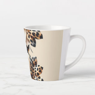 Chic Cheetah Animal Print & Flowers Laptop Decal Latte Mug