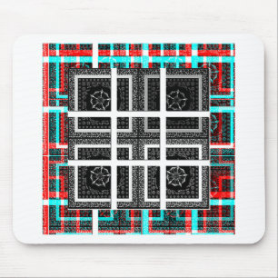 Chic Chequered Black, White & Red Graphics Art Des Mouse Mat