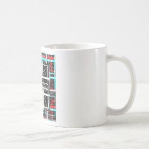Chic Chequered Black, White & Red Graphics Design Coffee Mug