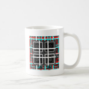Chic Chequered Black, White & Red Graphics Design Coffee Mug