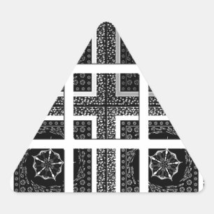 Chic Chequered Black, White & Red Graphics Design Triangle Sticker