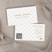 Chic Chequered Tan QR Code Branding Modern