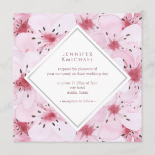 Chic Cherry Blossoms Wedding Invitation