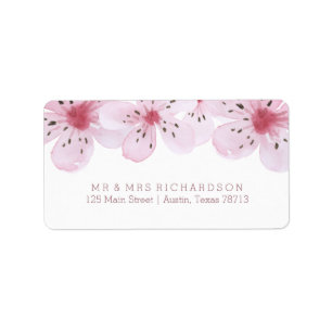 Chic Cherry Blossoms Wedding Label