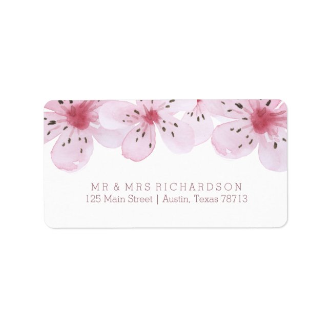 Chic Cherry Blossoms Wedding Label (Front)